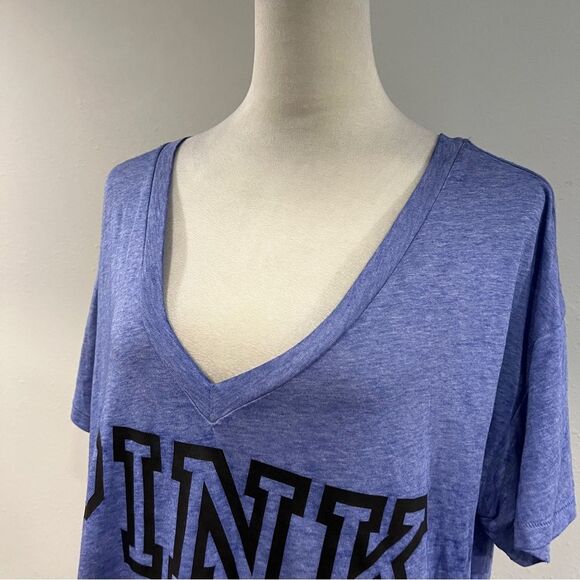 PINK Victoria's Secret Women's Lavender V-Neck Tee size medium - Picture 2 of 11